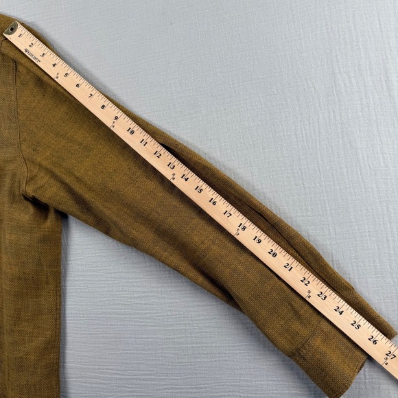 32 Bar Blues Men's XL Linen Cotton Blend Long Sleeve Button Down Shirt Gold - Picture 5 of 8